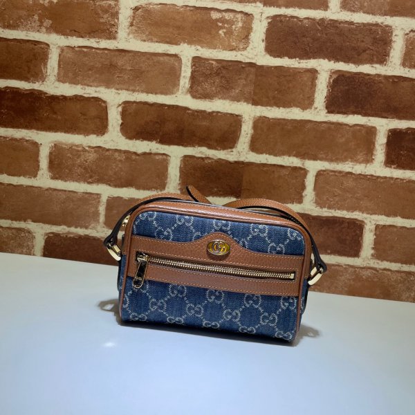 Gucci Replica 517350 Ophidia GG mini blue bag Replica Handbags Gucci Ophidia