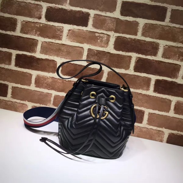Replica Gucci Top Quality GG Marmont Quilted Leather Bucket 476674 Bag Replica Handbags Gucci GG Marmont