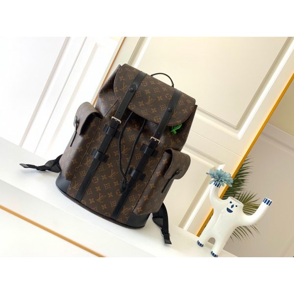 Louis Vuitton M43735 Christopher PM Monogram Macassar Canvas in Brown Replica Handbags Louis Vuitton Backpack