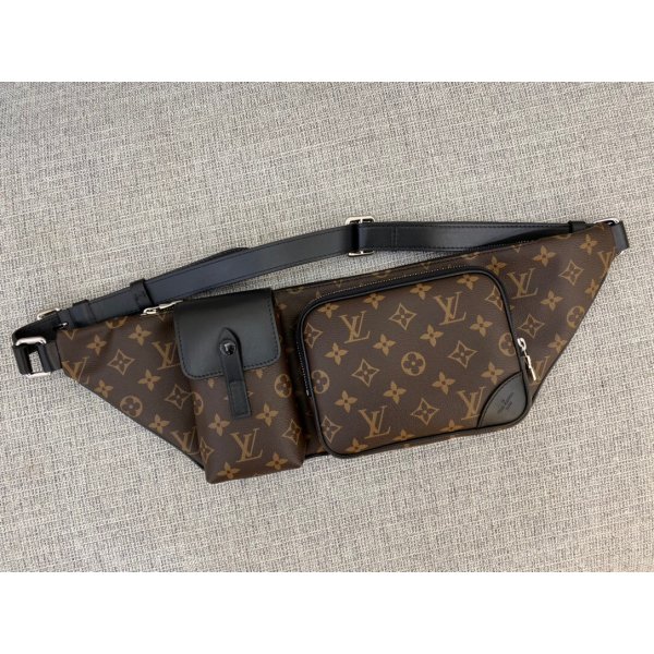 Fashion Louis vuitton Christopher Bumbag Monogram Macassar Canvas M45337 Brown Replica Handbags Louis Vuitton Monogram