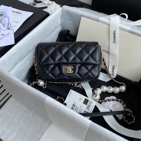 CC Replica Pearl CF Classic Flap 18cm BlackWhite Bags Replica Handbags Ch 
