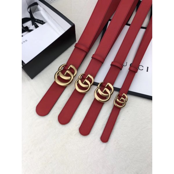 AAA+ Gucci Replica Leather Belt With Double G Red Buckle Replica Handbags Gucci Belts
