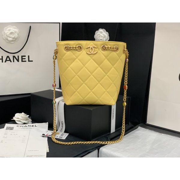 CC 2021 AAA+ Yellow Cordon Drawstring Bag Replica Handbags Ch 