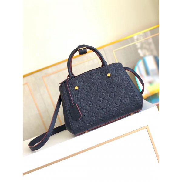 Fake Louis Vuitton Montaigne BB Monogram Empreinte M42747 Navy Leather Replica Handbags Louis Vuitton Monogram Empreinte