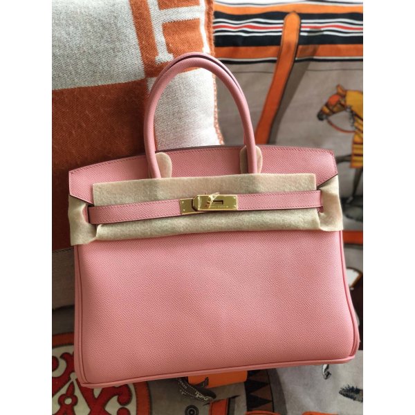 Hermes Birkin 35cm Epsom leather Handbags Pink Golden Replica Handbags Hermes Birkins 35CM Epsom
