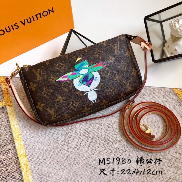 Best Auth Louis Vuitton Monogram M51980 Green Pochette Accesoir Replica Handbags Louis Vuitton Pochette