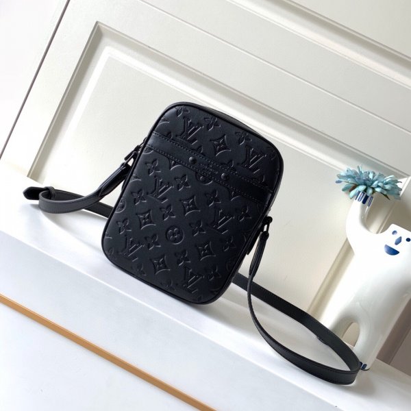 Louis Vuitton Replica M43681 Black Danube PM Monogram Shadow Leather Replica Handbags Louis Vuitton Men Bags