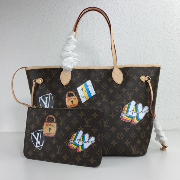 Louis Vuitton Neverfull MM Monogram Canvas Beige Replica Handbags Louis Vuitton Shopping bagNeverfull