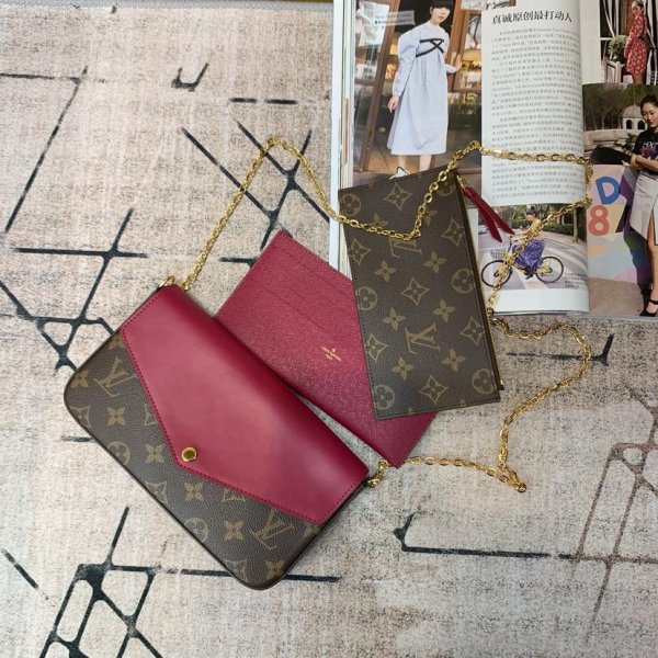 Replicas Louis Vuitton Monogram Pochette Felicie Designer Clutch Purse Chain Replica Handbags Louis Vuitton Pochette