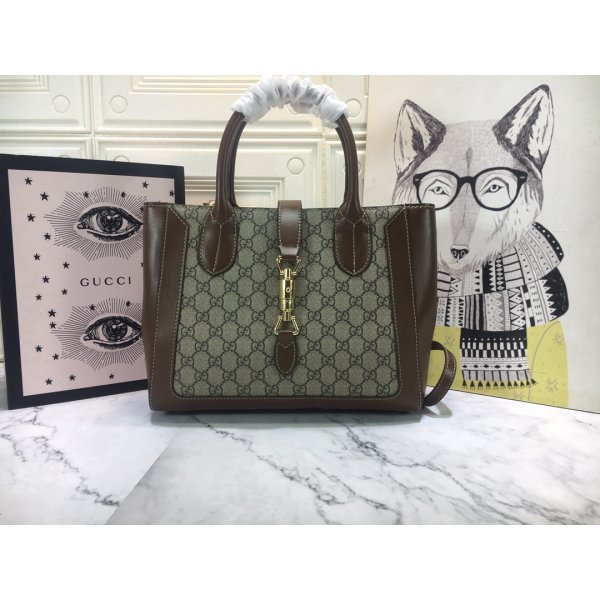 Gucci 7 Star Jackie 1961 medium tote Brown 649016 bag Replica Handbags Gucci Jackie