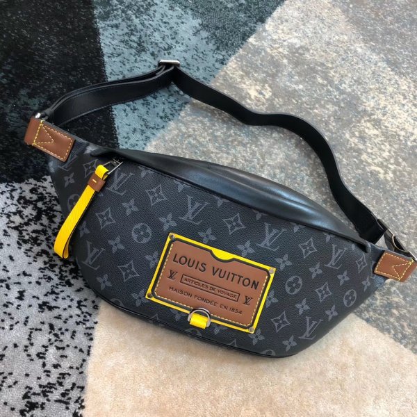 Shop Louis Vuitton M45220 Discovery Bumbag Monogram Eclipse Canvas Replica Handbags Louis Vuitton BumbagWave