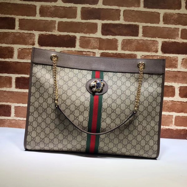 Top Quality Gucci Black Leather Rajah Large Tote 537219 Replica Handbags Gucci Rajah