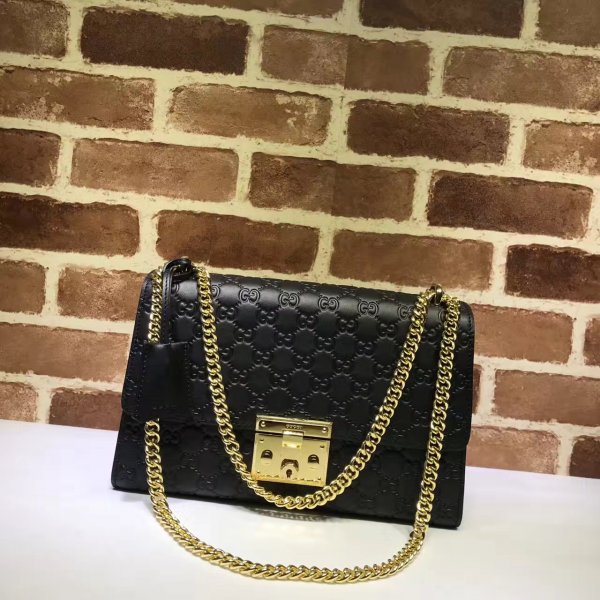 Replica 7 Star Gucci Padlock medium GG shoulder 409486 bag Replica Handbags Gucci Padlock