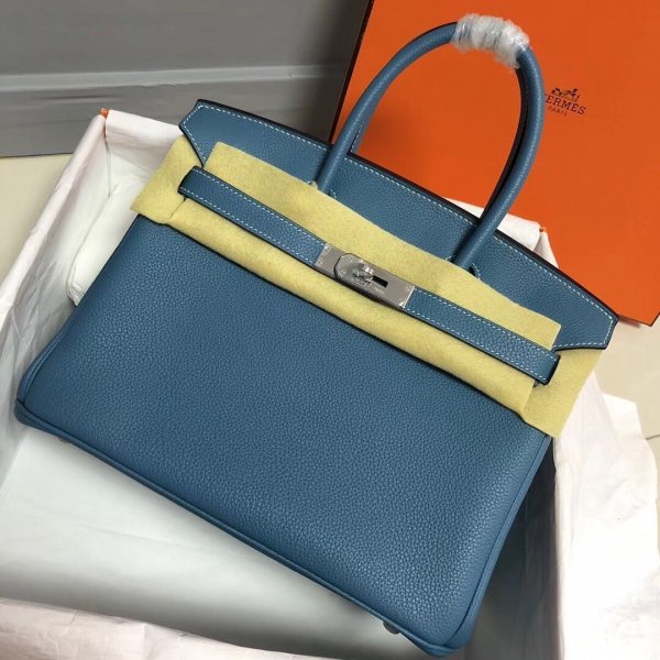 Hermes Birkin 35cm Togo leather Handbags Blue Replica Handbags Hermes Birkins 35CM Togo