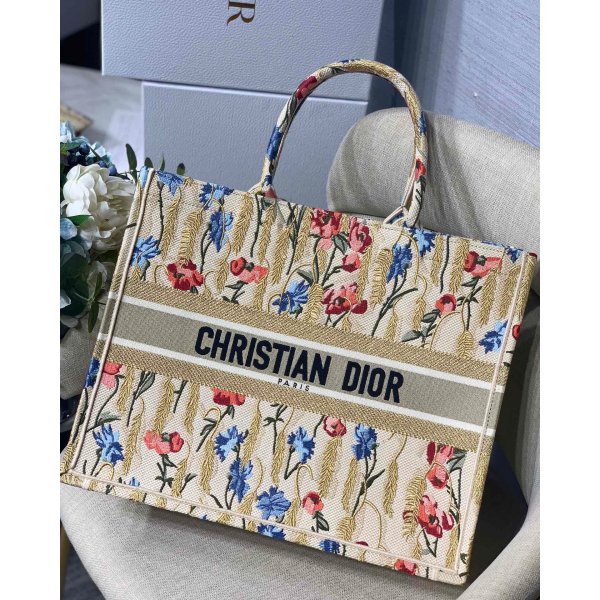 Christian Dior Replica Book Tote Oblique Embroidery Replica Handbags Dior Tote