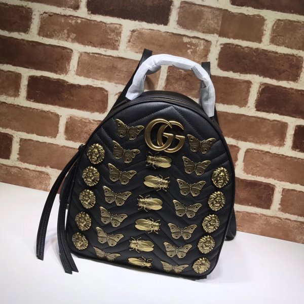 Replica Gucci 7 Star Marmont leather backpack Gucci 476671 Leather Replica Handbags Gucci Backpacks