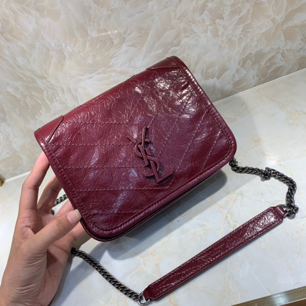 Best Ysl Replica Saint Laurent niki 19cm Shoulder Red and Black Replica Handbags YSL Shoulder