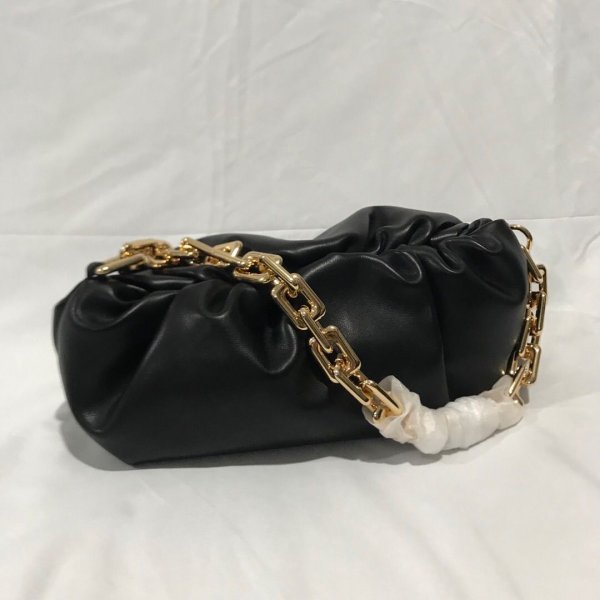 AAA+ Bottega Veneta The Chain Pouch Cloud Black bag Replica Handbags Bottega Veneta