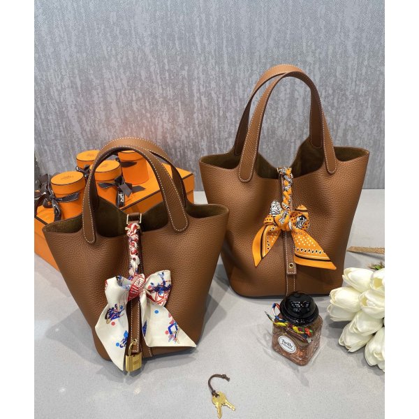 Cheap Hermes Canvas Picotin Lock PM Brown Bag Replica Handbags Hermes Picotin Bag