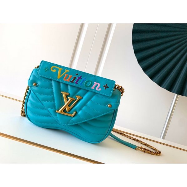 USA Louis Vuitton M51683 Blue New Wave Chain Bag PM LV 7 Star Leather Replica Handbags Louis Vuitton BumbagWave