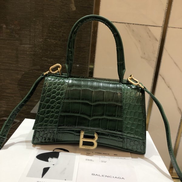 High Quality Balenciaga Hourglass croc effect leather tote Replica Handbags Balenciaga Hourglass