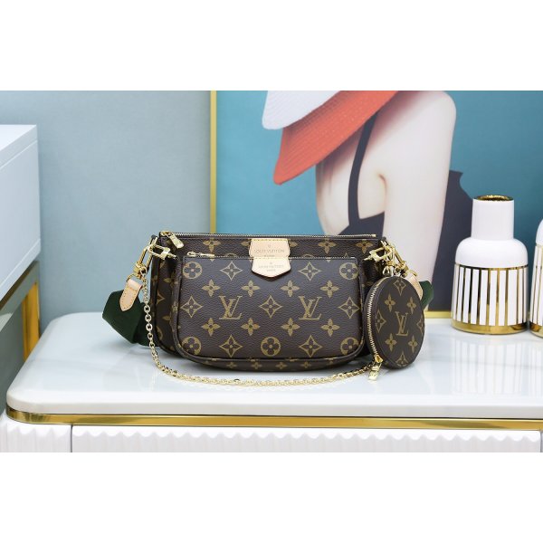 Louis Vuitton Luxury M44840 Multi Pochette Accessoires Pink or Khaki Replica Handbags Louis Vuitton Pochette