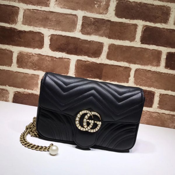 Gucci High Quality Pearly GG Marmont Flap Belt 476809 Bag Matelasse Leather Replica Handbags Gucci GG Marmont