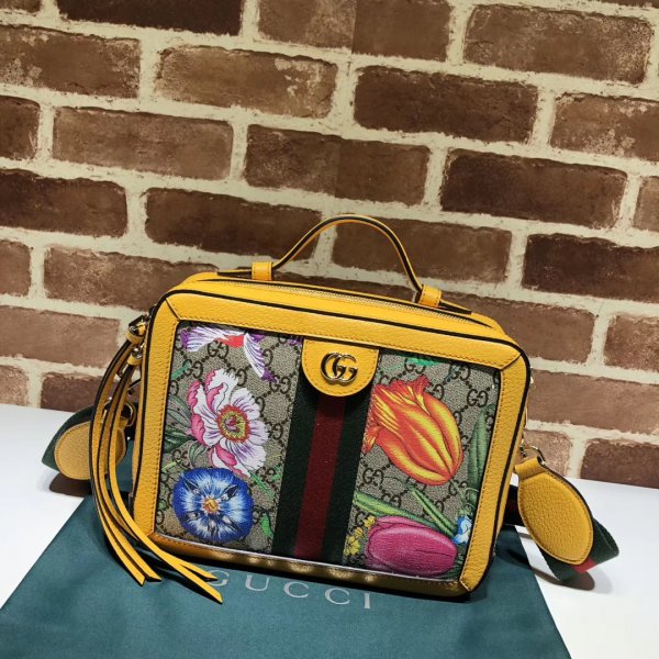 Best Gucci High Quality GG Supreme Flora Ophidia Small Shoulder 550622 Bag Replica Handbags Gucci Ophidia