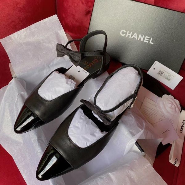 7 Star Chanel Shoes Black leather Replica Luxury Shoes Ch