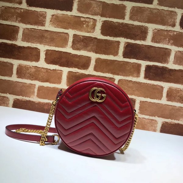 Top Quality 550154 Gucci GG Marmont mini round shoulder bag Replica Handbags Gucci GG Marmont
