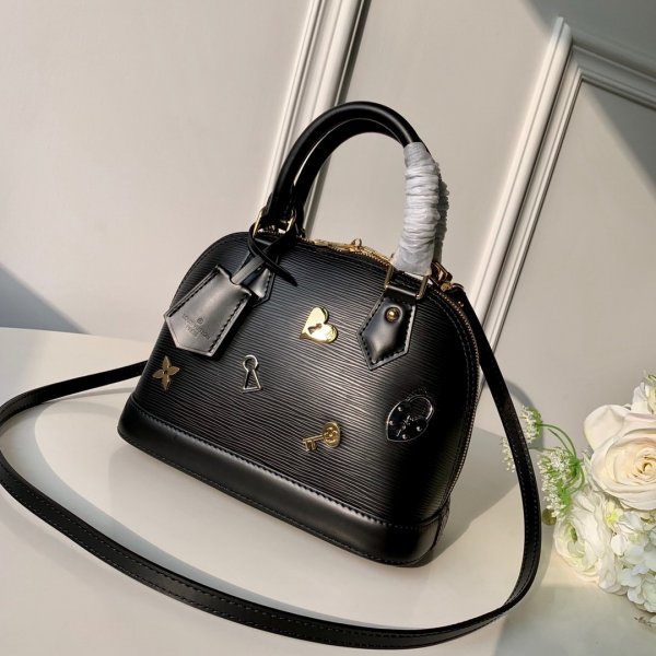 Louis Vuitton Top Quality Epi Leather Love Lock Alma BB M52884 Black Replica Handbags Louis Vuitton Alma