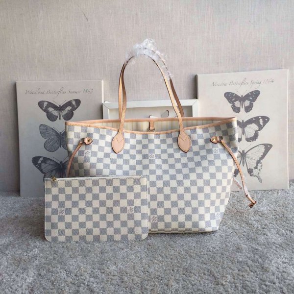 High Quality Louis Vuitton Wholesale Neverfull MM Damier Azur Canvas N41361 Beige Replica Handbags Louis Vuitton Shopping bagNeverfull