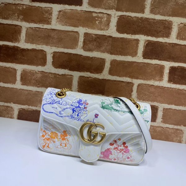 High Quality 443497 Gucci Calfskin Matelasse Small GG Marmont White Replica Handbags Gucci GG Marmont