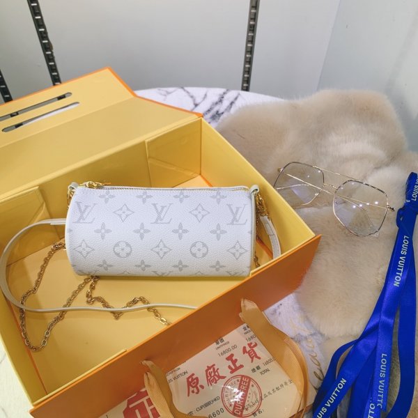 Louis Vuitton Replica White M40713? oblique small ?shoulder cylinder bag Replica Handbags Louis Vuitton New Bags