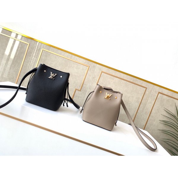 Louis Vuitton Replica M68709 Nano Lockme Bucket Leather in BlackBrown Replica Handbags Louis Vuitton Nano