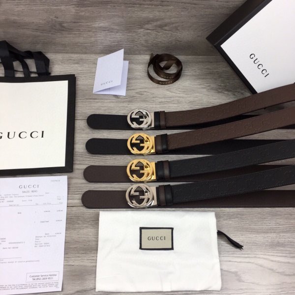 Fake Gucci 37MM Double G leather Replica belt Replica Handbags Gucci Belts