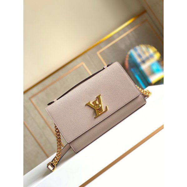 Wholesale Louis Vuitton Clutch Lockme Greige Leather M56087 Replica Handbags Louis Vuitton Lockme