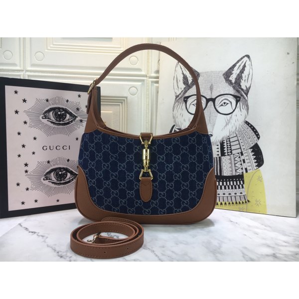 Gucci 1:1 Quality Jackie 1961 small shoulder 636706 Dark blue bag Replica Handbags Gucci Jackie