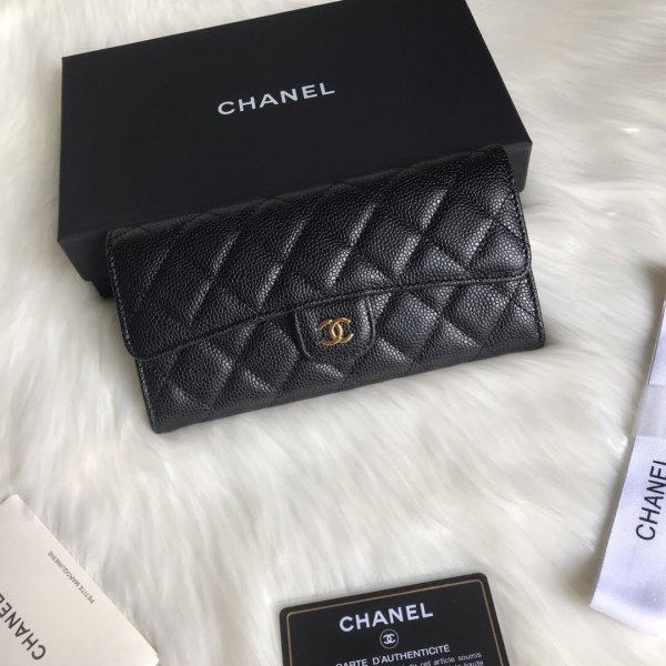 Fashion CC Leather Chevron Flap Long Wallet A80758 Replica Handbags Ch 