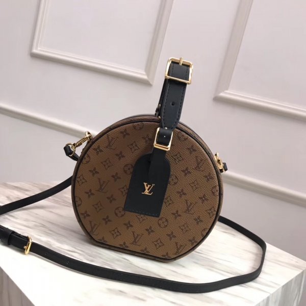 Fashion M43510 Louis Vuitton Petite Boite Chapeau Monogram BlackBrown Replica Handbags Louis Vuitton Boite
