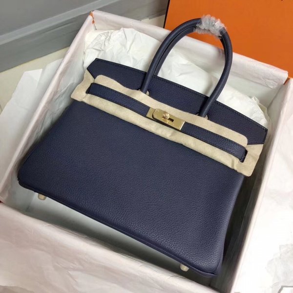 Hermes Birkin 35cm Togo leather Handbags Dark Blue Replica Handbags Hermes Birkins 35CM Togo