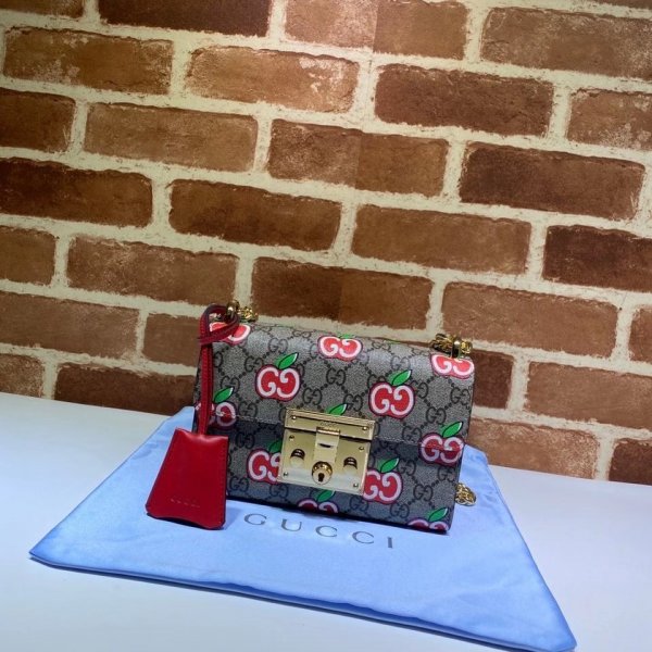 Gucci Replica GG Supreme Padlock Small Shoulder 409487 Bag Replica Handbags Gucci Padlock