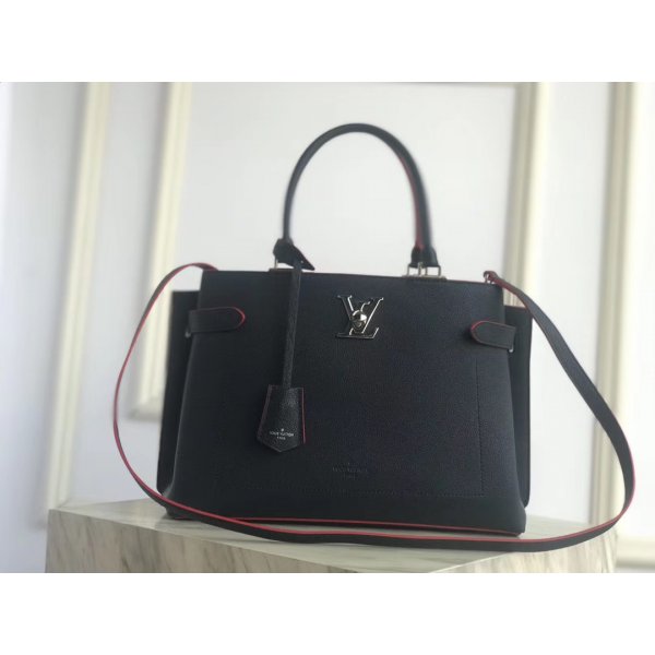 AAA+ Louis Vuitton USA M53645 NavyRed Lockme Day Calf Leather Tote Bag Replica Handbags Louis Vuitton Lockme