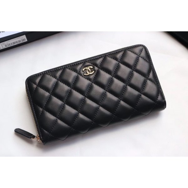 Replica CC Leather Matelasse Round Zipper Long Wallet A50097 Replica Handbags Ch 