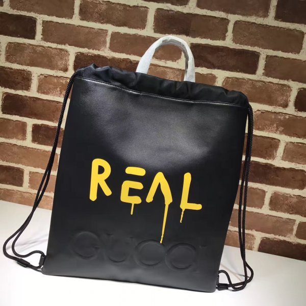 Replica Gucci High Quality Drawstring Leather Backpack 474210 Bag Replica Handbags Gucci Backpacks