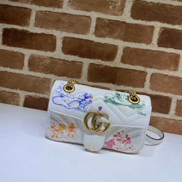 Best 446744 Gucci GG Marmont matelasse mini white bag Replica Handbags Gucci GG Marmont