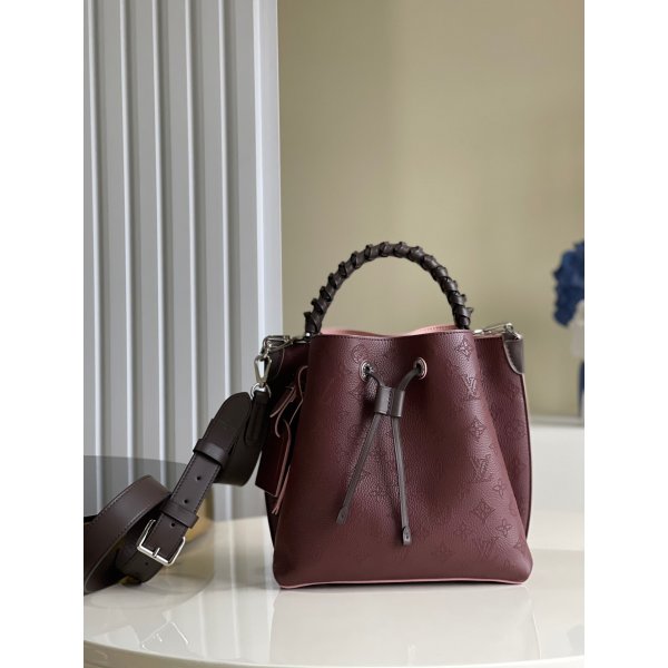 Louis Vuitton Replica Wine Red M55906 Muria Mahina Leather Handbags Replica Handbags Louis Vuitton Mahina