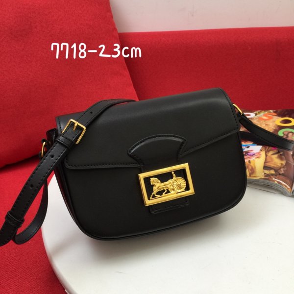 Celine Cheap Carriage Two wheeled horse Shoulder Black Bag Replica Handbags Celine Carriage