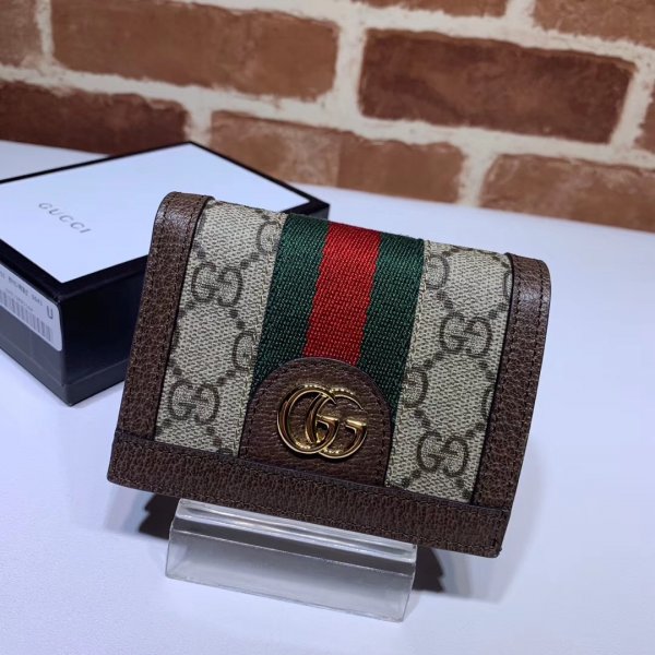 Replica Gucci GG AAA+ Supreme Ophidia Card Case Wallet 523155 Replica Handbags Gucci G Wallets