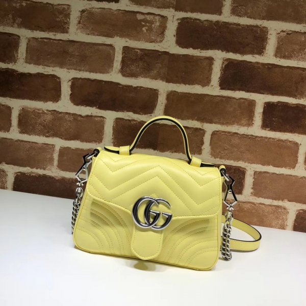 Fashion Gucci Replica 547260 Chevron Leather GG Marmont Mini Top Handle Replica Handbags Gucci GG Marmont
